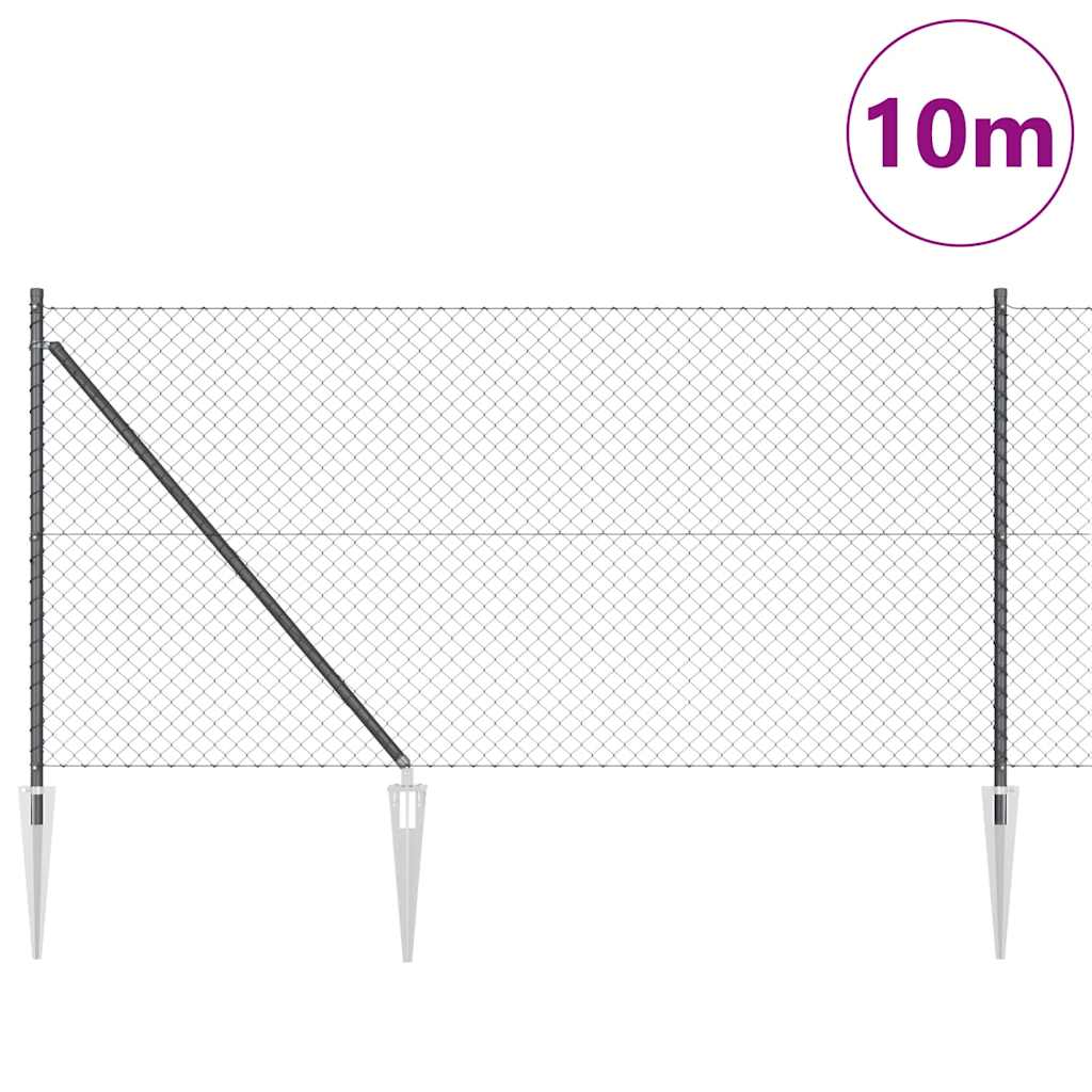 Vidaxl afrasteringspaal grijs 10 x 1 m (40 x 40 mm gaas) staal en pvc