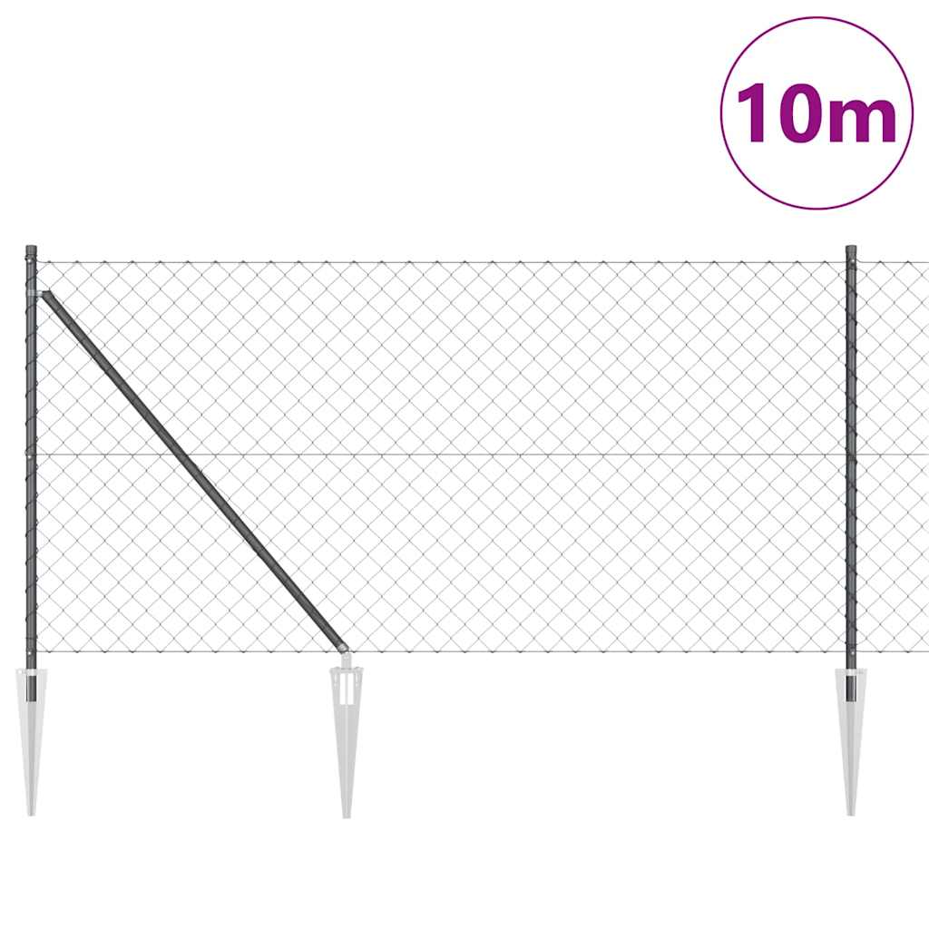 Vidaxl afrasteringspaal grijs 10 x 1 m (60 x 60 mm gaas) staal en pvc