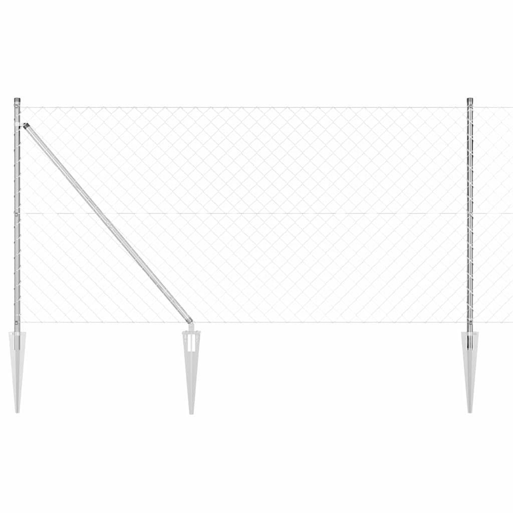 Vidaxl afrasteringspaal zilver 10 x 1 m (60 x 60 mm gaas) staal