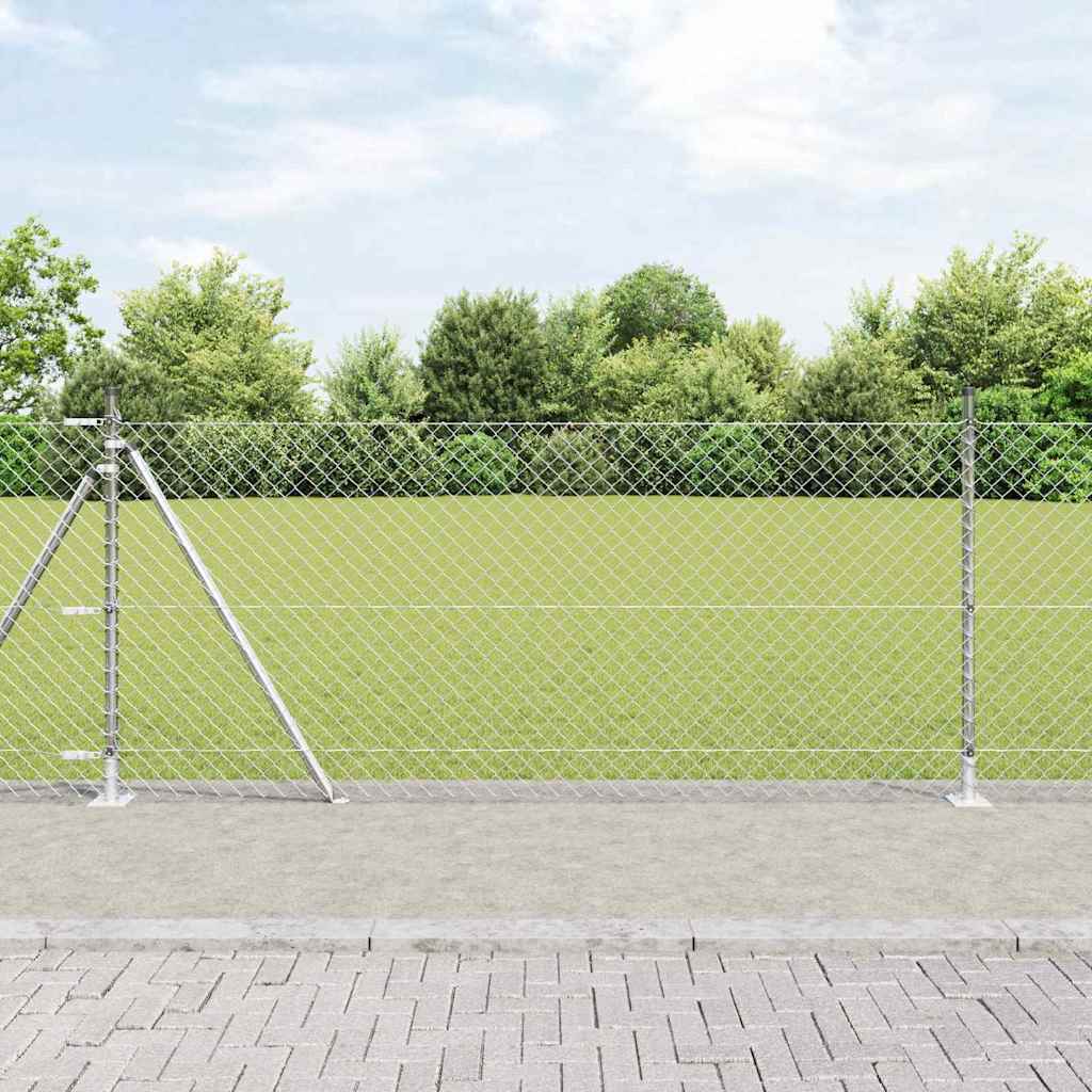 Vidaxl afrasteringspaal zilver 10 x 0,8 m (40 x 40 mm gaas) staal