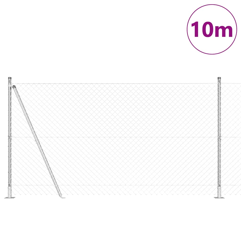 Vidaxl afrasteringspaal zilver 10 x 1,2 m (40 x 40 mm gaas) staal