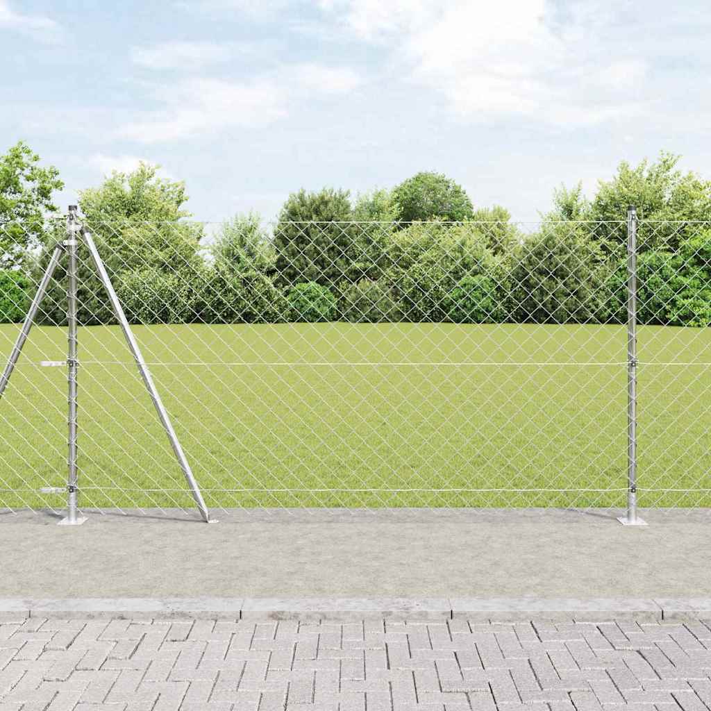 Vidaxl afrasteringspaal zilver 10 x 1,2 m (60 x 60 mm gaas) staal