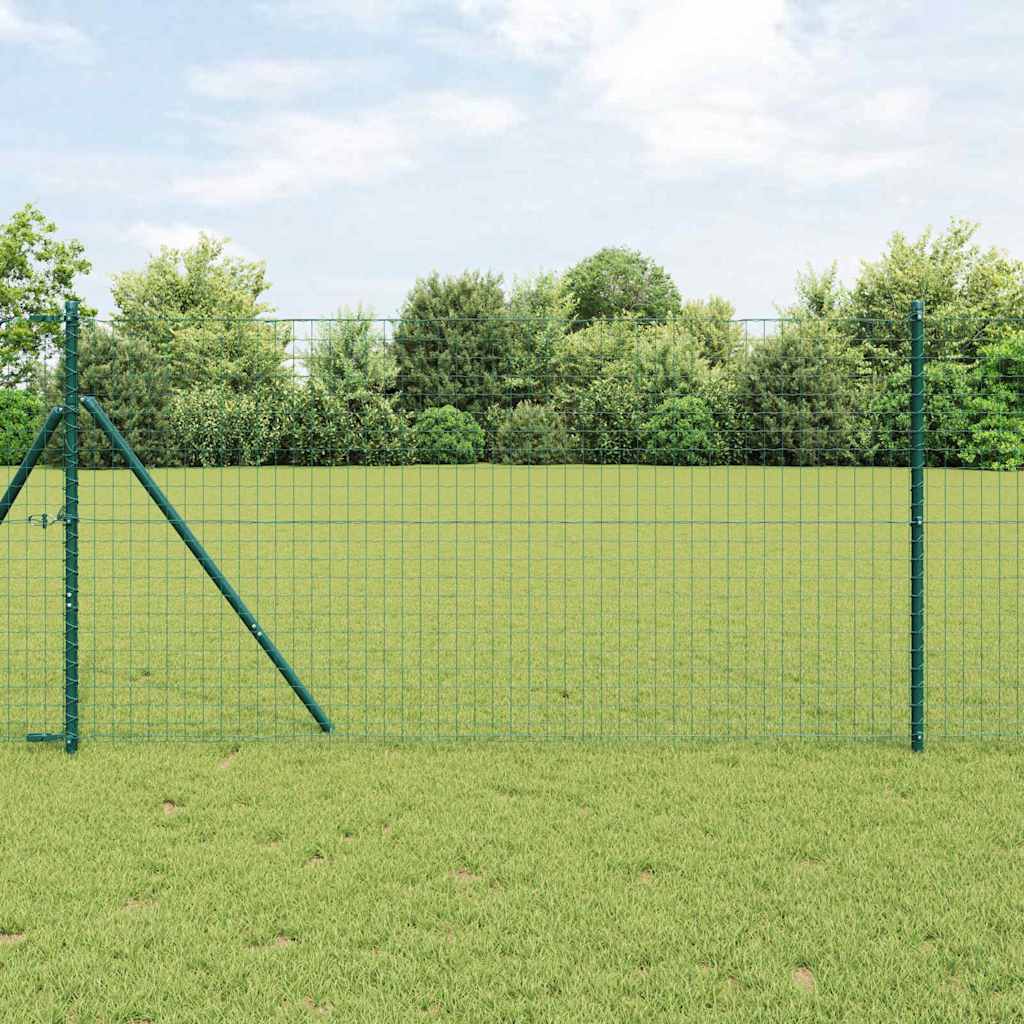 Vidaxl hek met paal groen 1 x 10 m staal en pvc