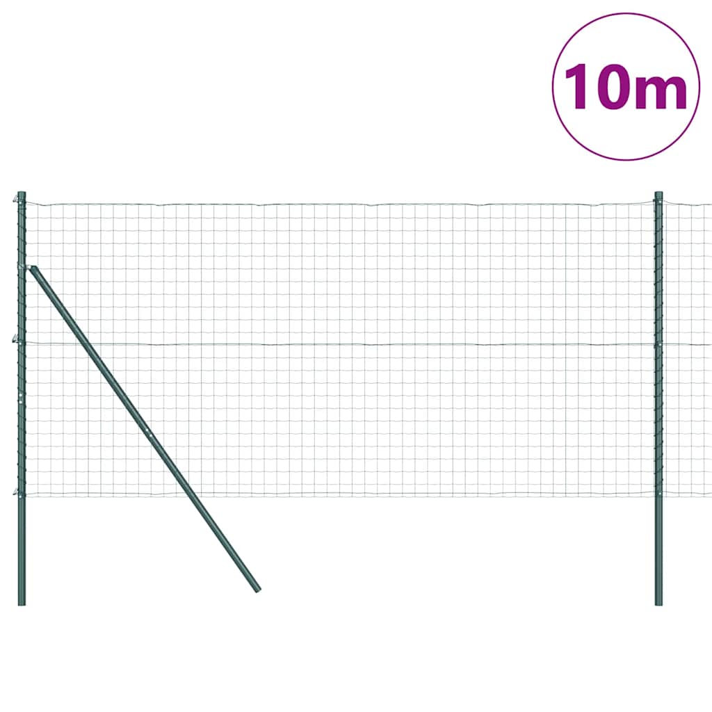 Vidaxl hek met paal groen 1,4 x 10 m staal en pvc