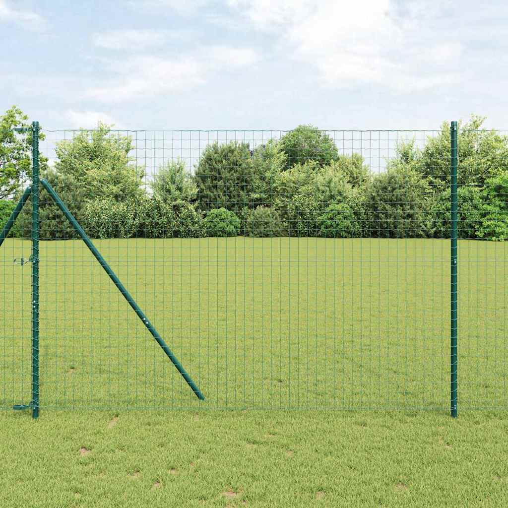 Vidaxl hek met paal groen 1,6 x 10 m staal en pvc