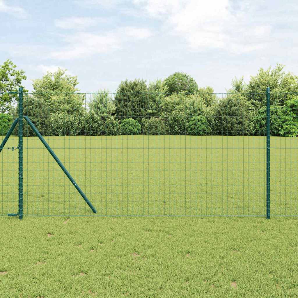 Vidaxl hek met paal groen 1 x 10 m staal en pvc