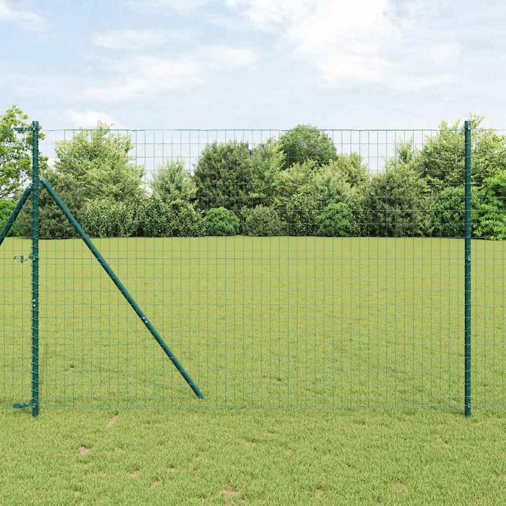 Vidaxl hek met paal groen 1,6 x 10 m staal en pvc