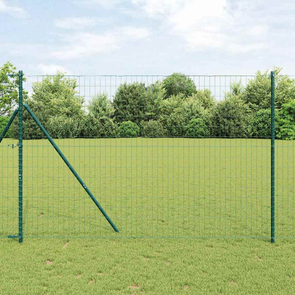 Vidaxl hek met paal groen 1,6 x 10 m staal en pvc