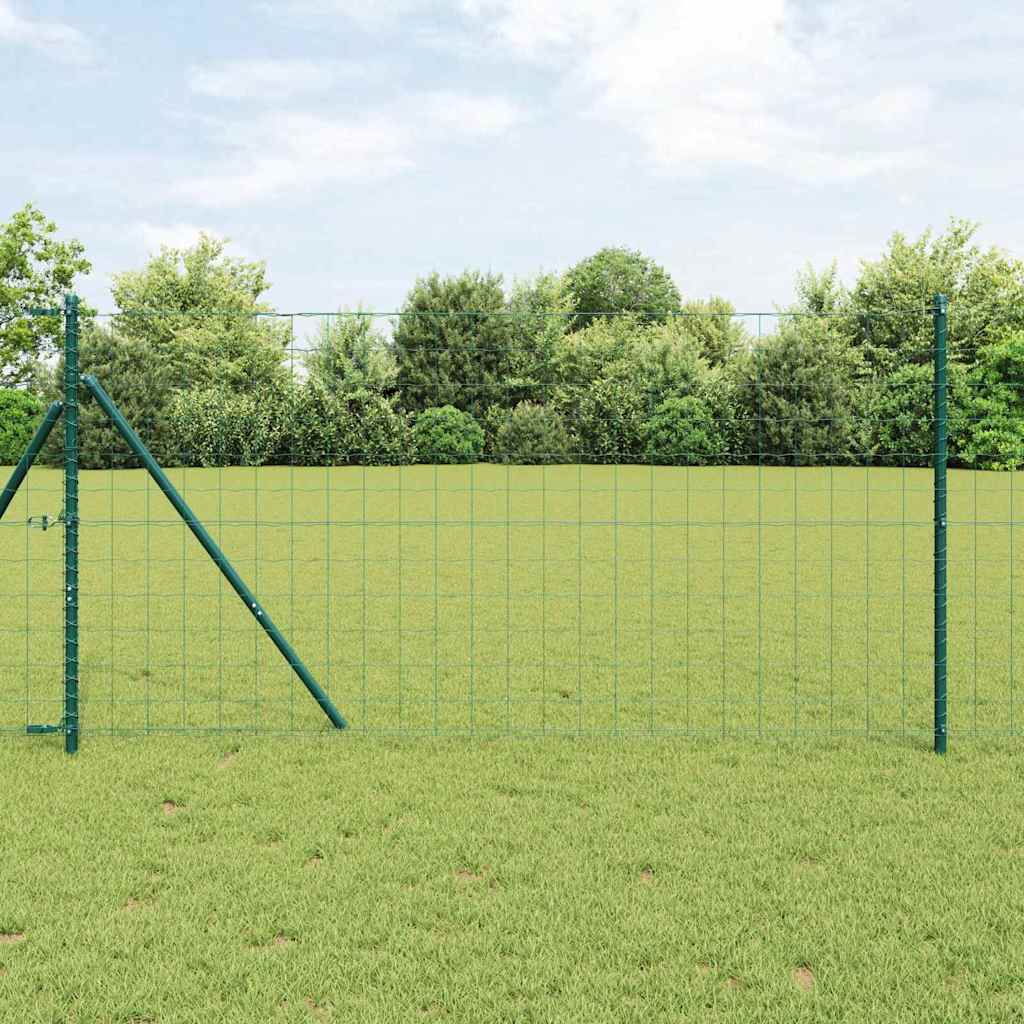 Vidaxl hek met paal groen 1,2 x 10 m staal