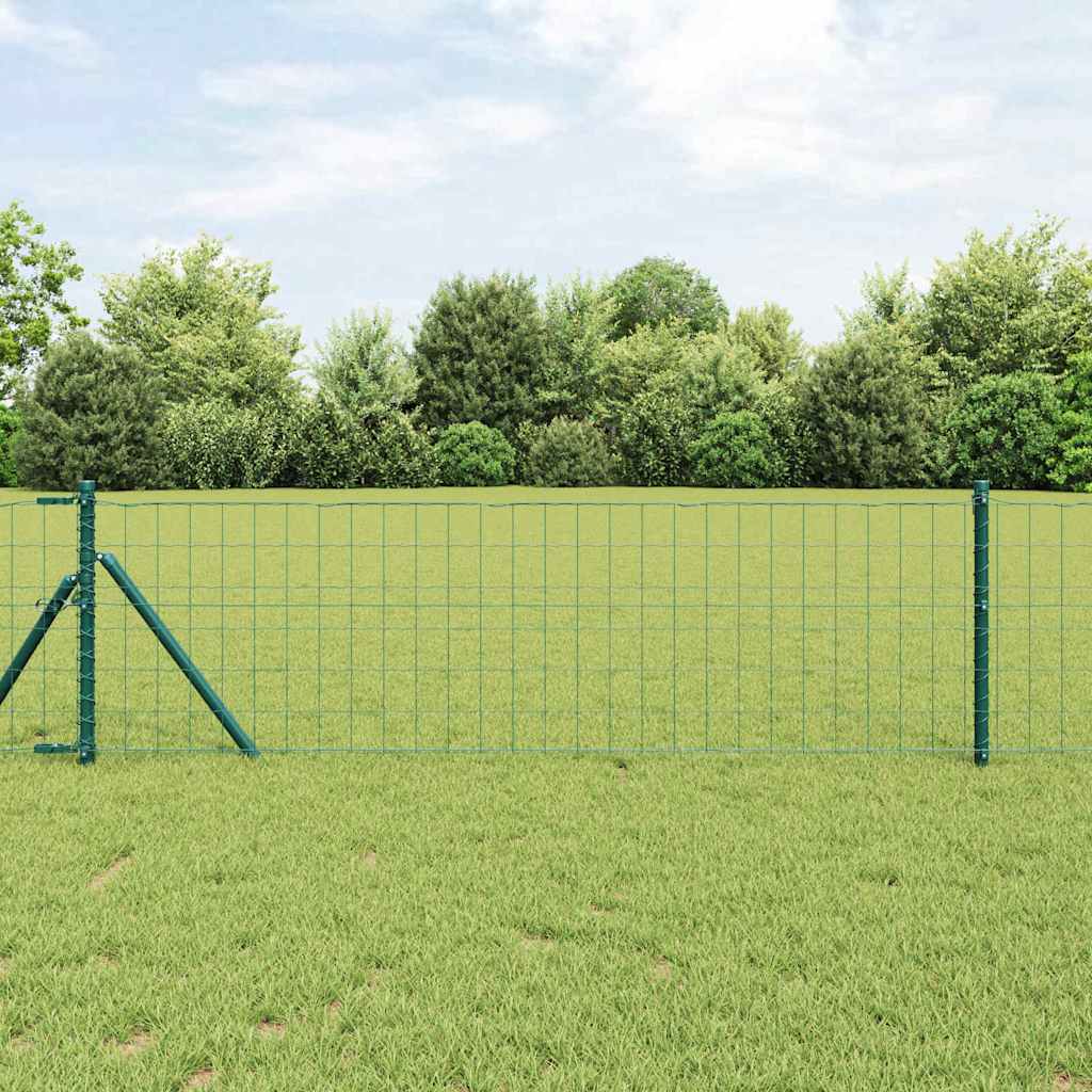 Vidaxl hek met paal groen 0,4 x 25 m staal en pvc