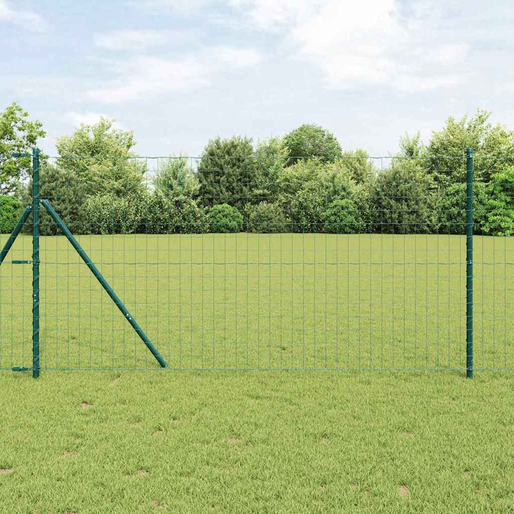 Vidaxl hek met paal groen 1,2 x 10 m staal