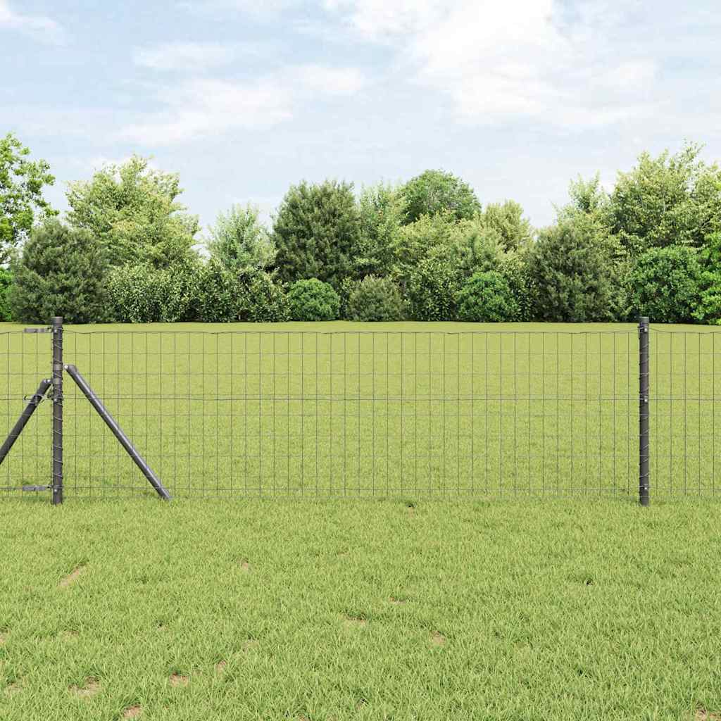 Vidaxl hek met paal grijs 0,6 x 10 m staal en pvc