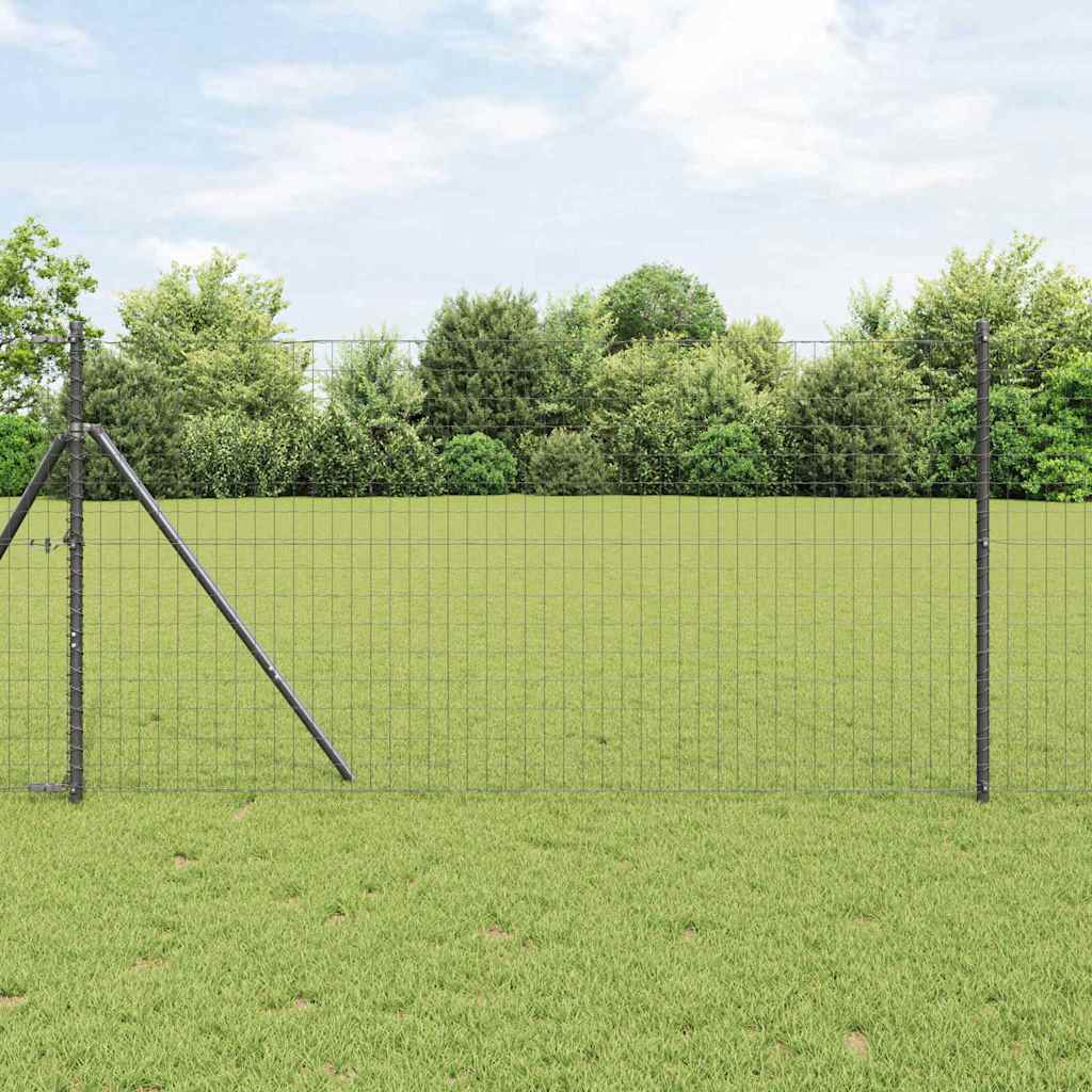 Vidaxl hek met paal grijs 1 x 10 m staal en pvc