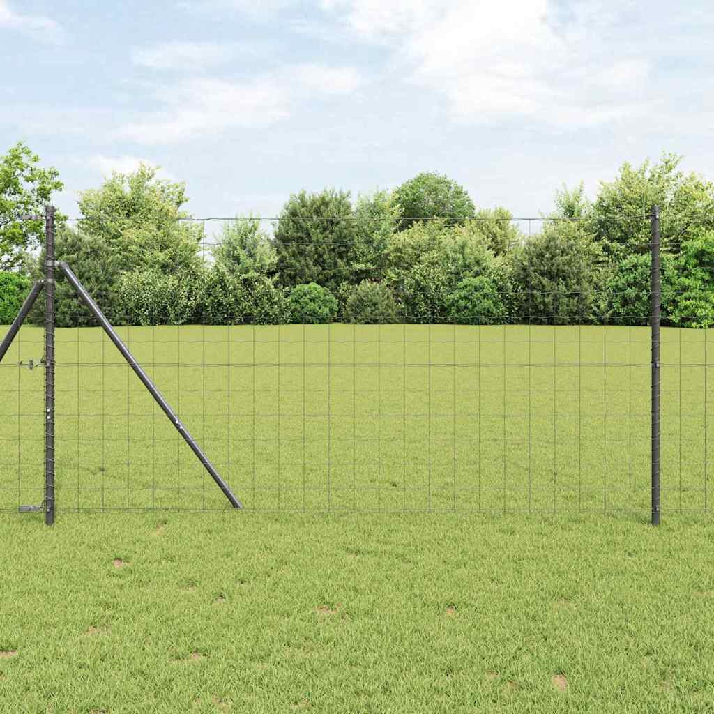Vidaxl hek met paal grijs 1,4 x 10 m staal en pvc