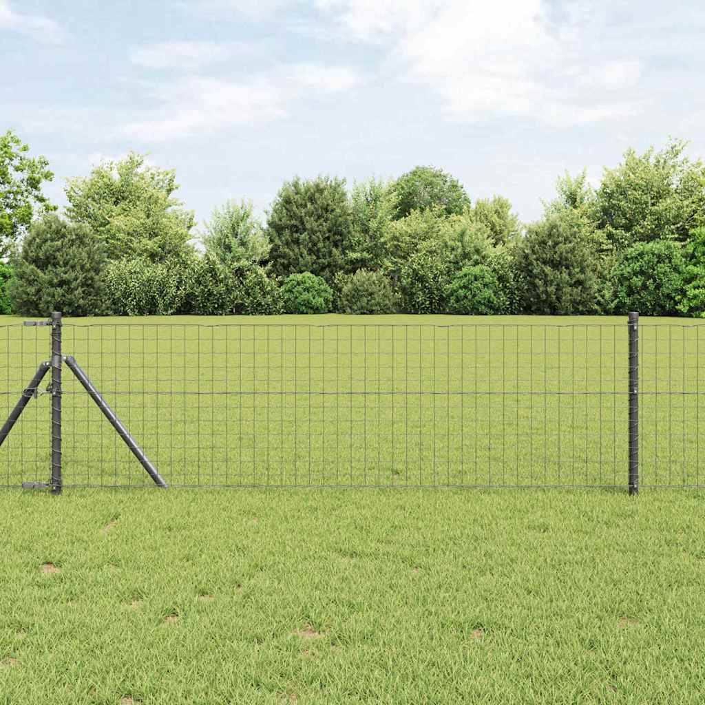 Vidaxl hek met paal grijs 0,4 x 25 m staal en pvc