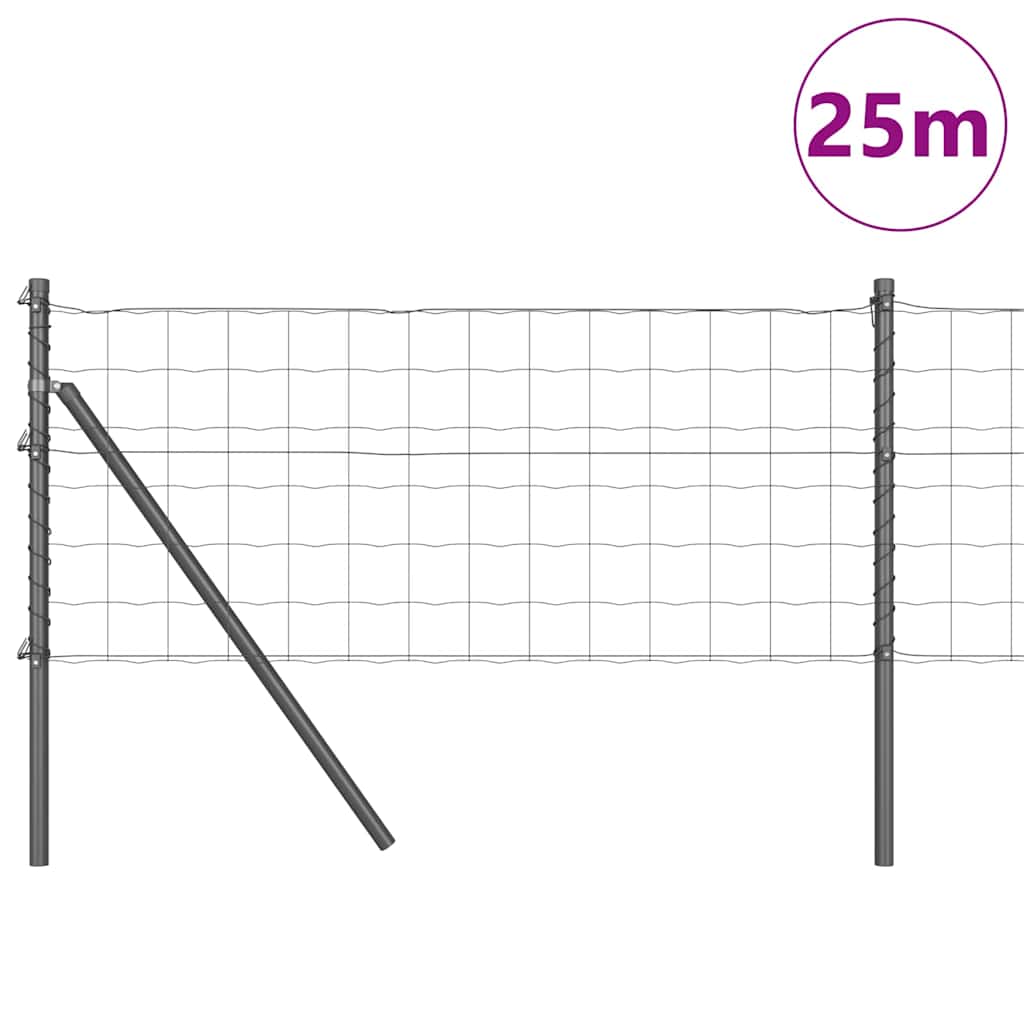 Vidaxl hek met paal grijs 0,8 x 25 m staal