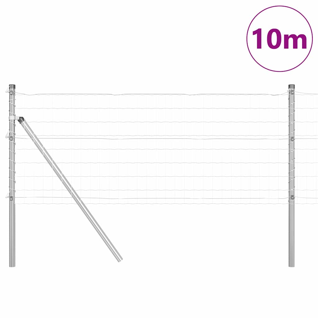 Vidaxl hek met paal zilver 0,4 x 10 m staal en pvc