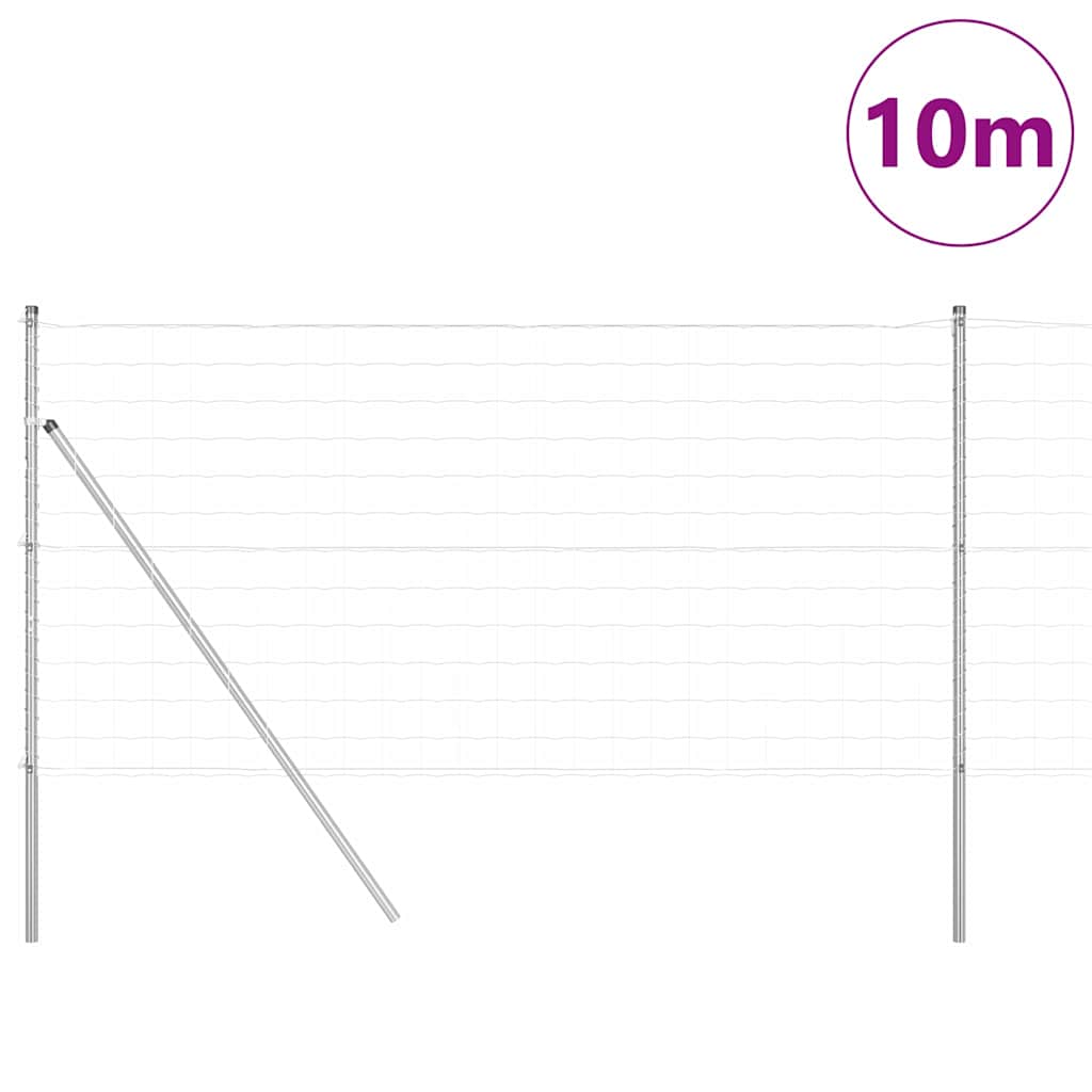 Vidaxl hek met paal zilver 1 x 10 m staal en pvc