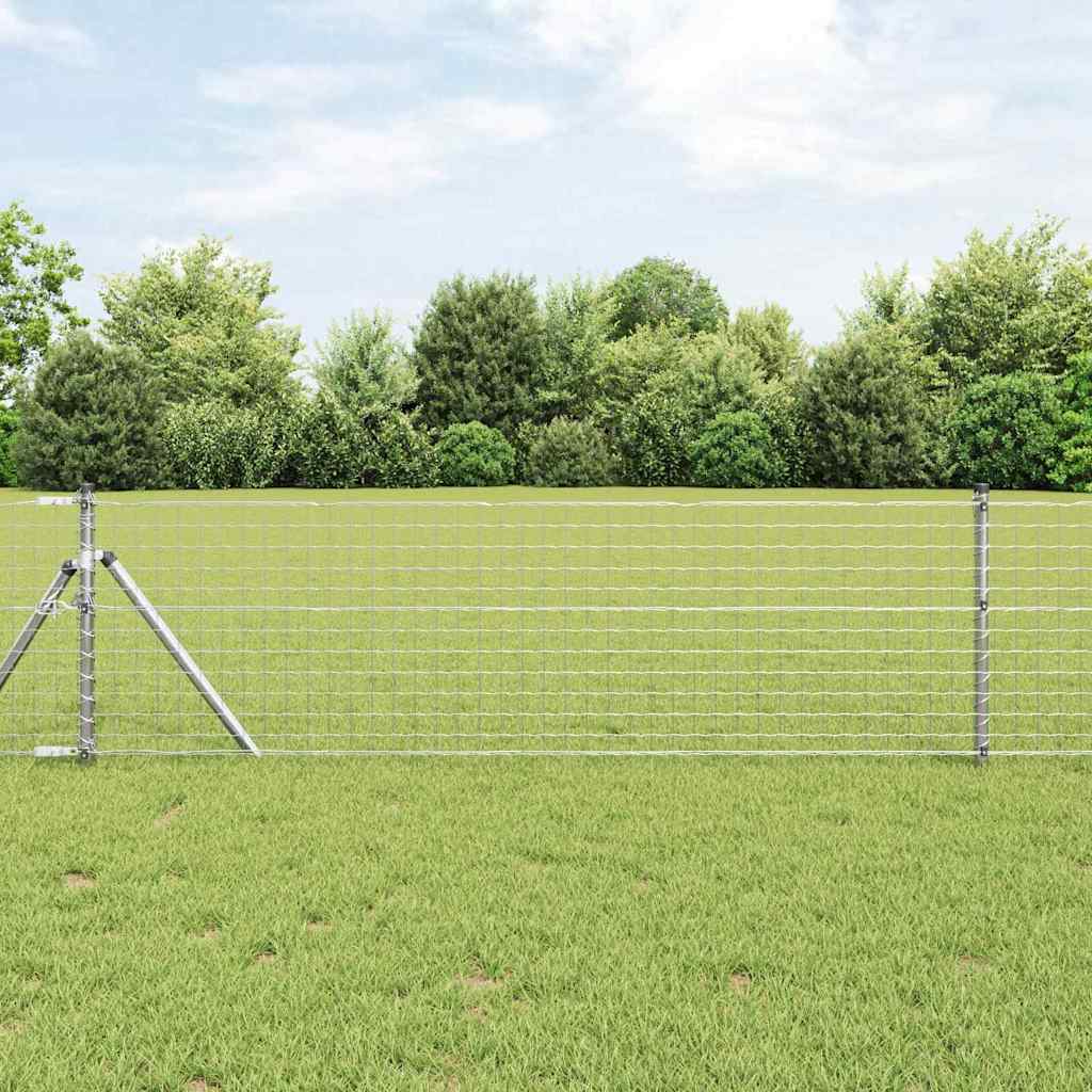 Vidaxl hek met paal grijs 0,4 x 25 m staal en pvc
