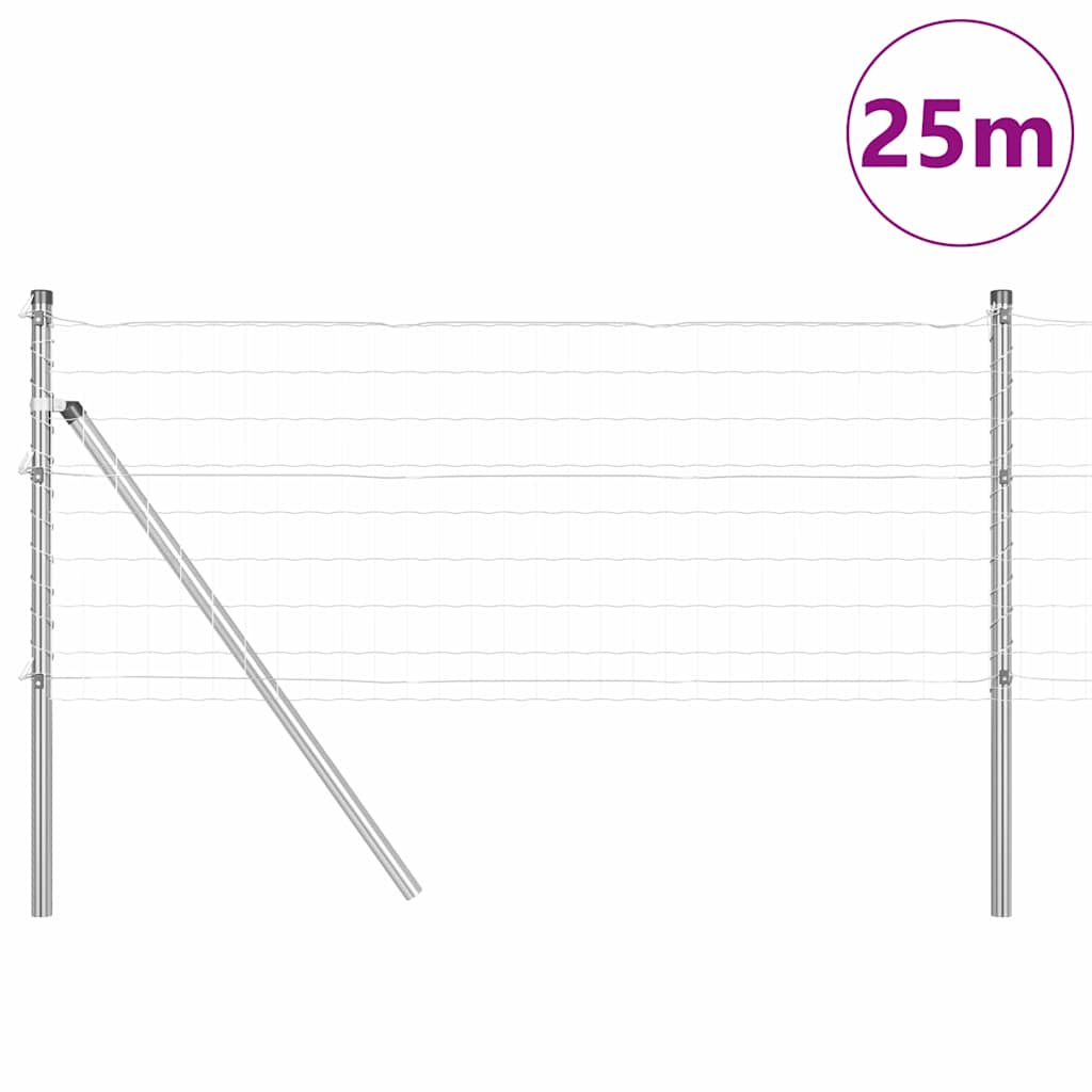 Vidaxl hek met paal zilver 0,6 x 25 m staal en pvc