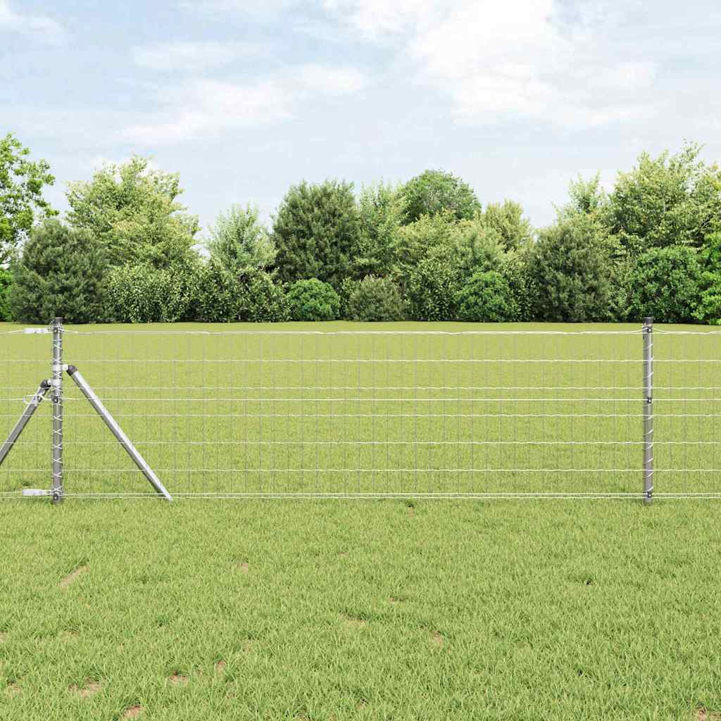 Vidaxl hek met paal zilver 0,6 x 25 m staal en pvc