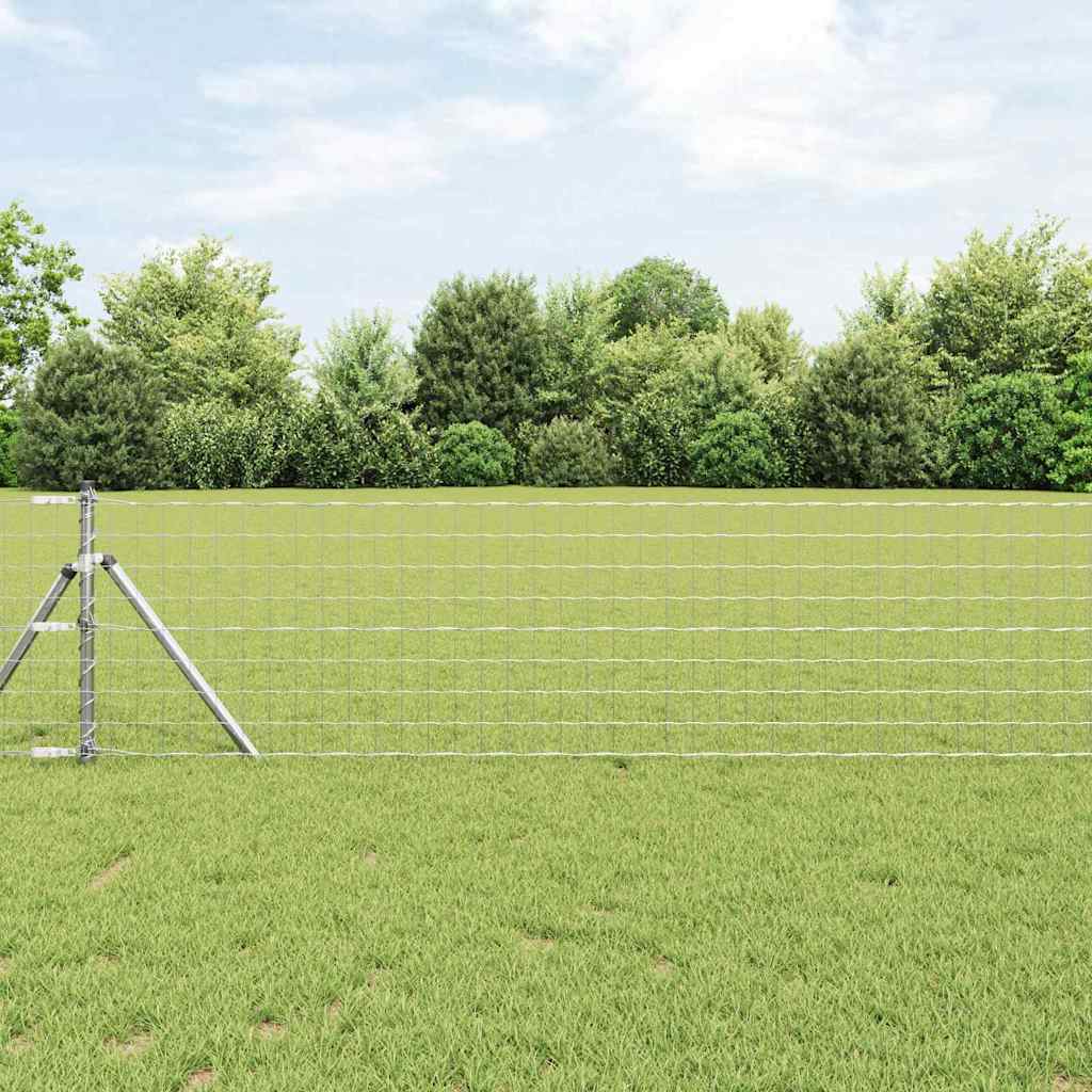 Vidaxl hek met paal zilver 0,6 x 25 m staal en pvc