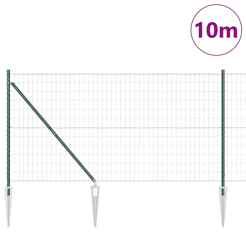 Vidaxl hek met paal groen 1,2 x 10 m staal en pvc