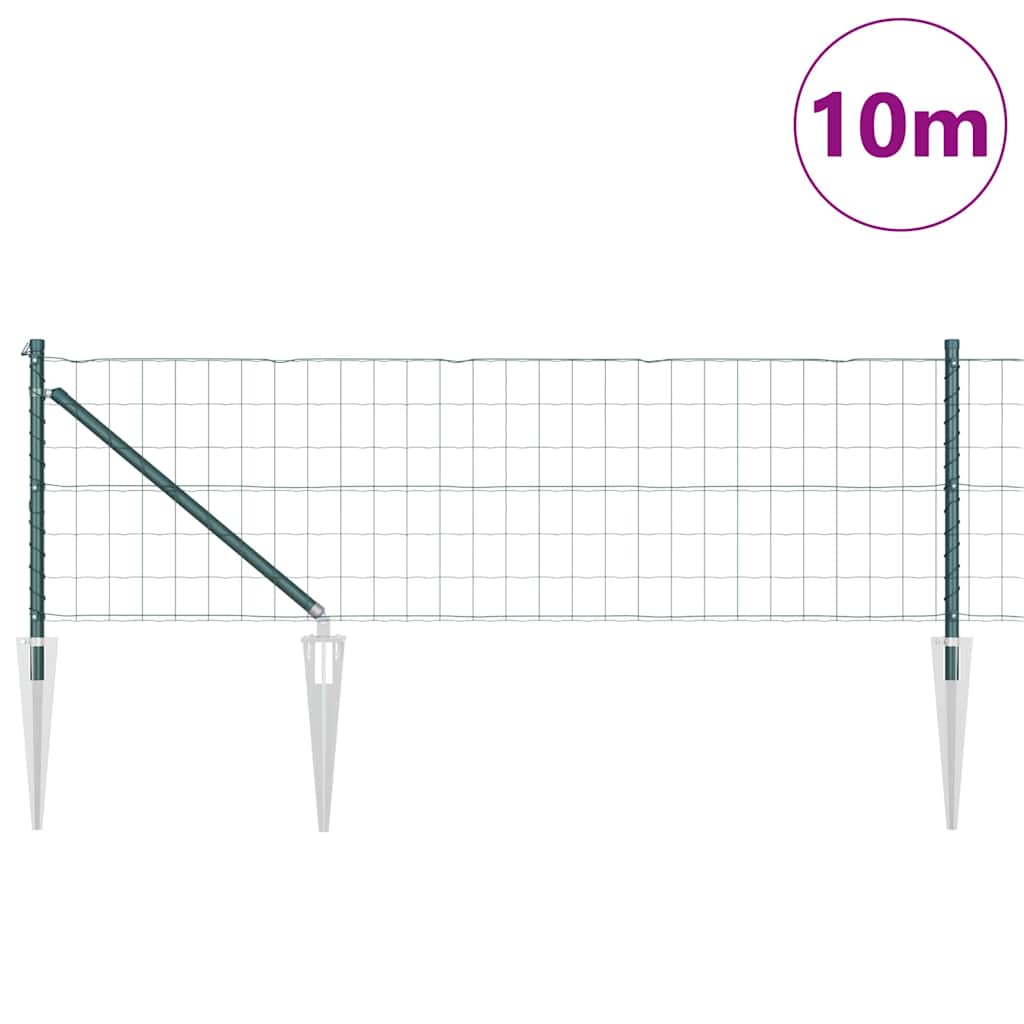Vidaxl hek met paal groen 0,4 x 10 m staal en pvc