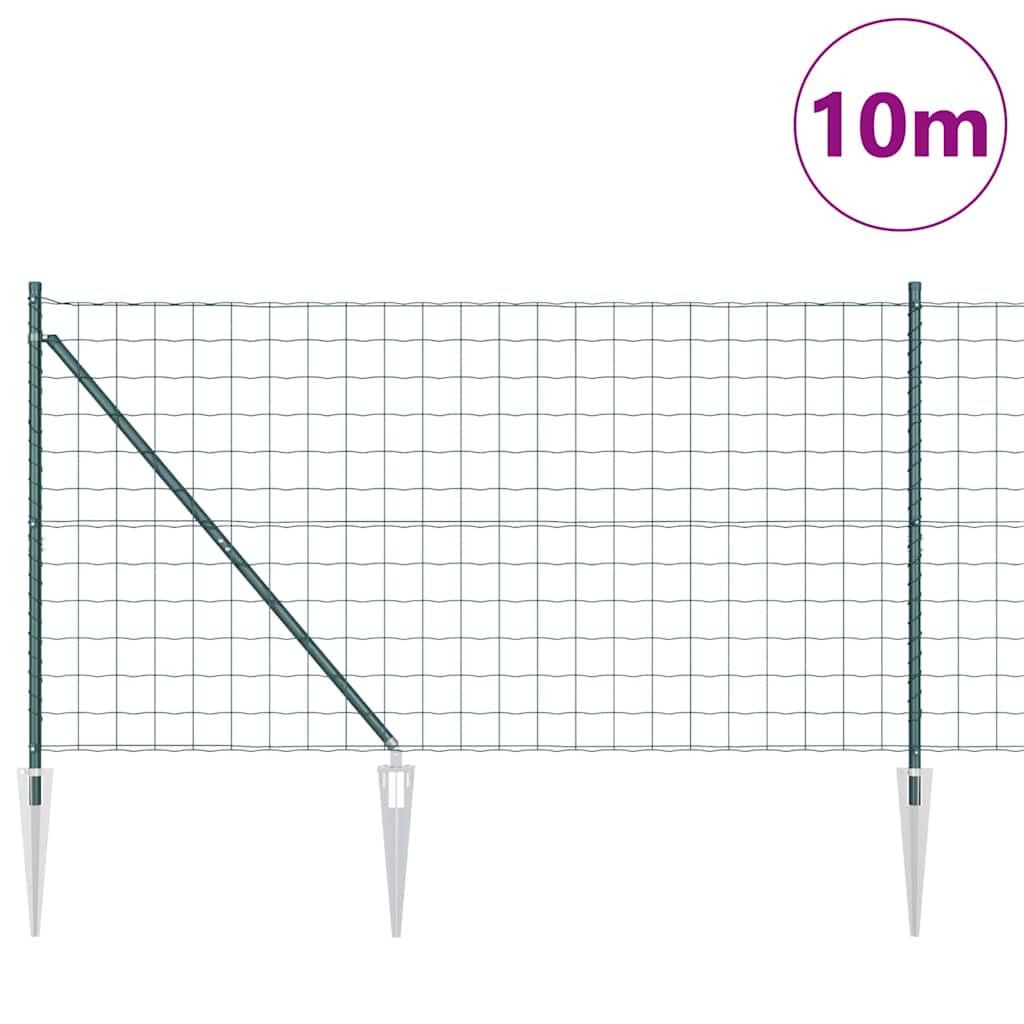 Vidaxl hek met paal groen 1,2 x 10 m staal