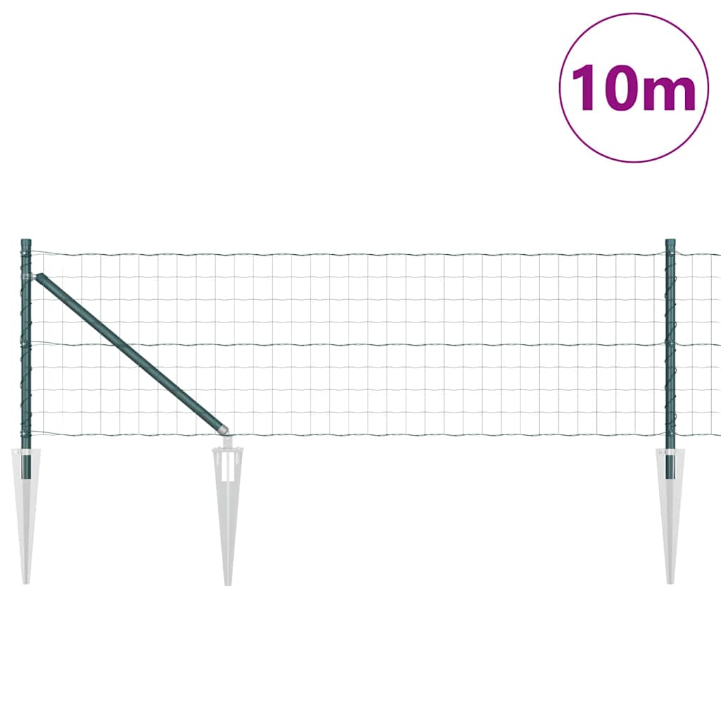 Vidaxl hek met paal groen 0,8 x 10 m staal