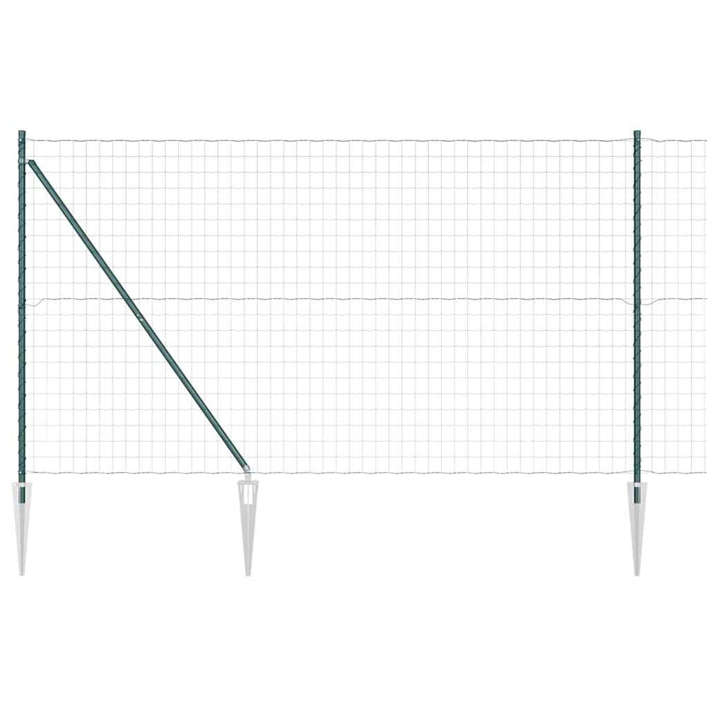 Vidaxl hek met paal groen 1,5 x 10 m staal