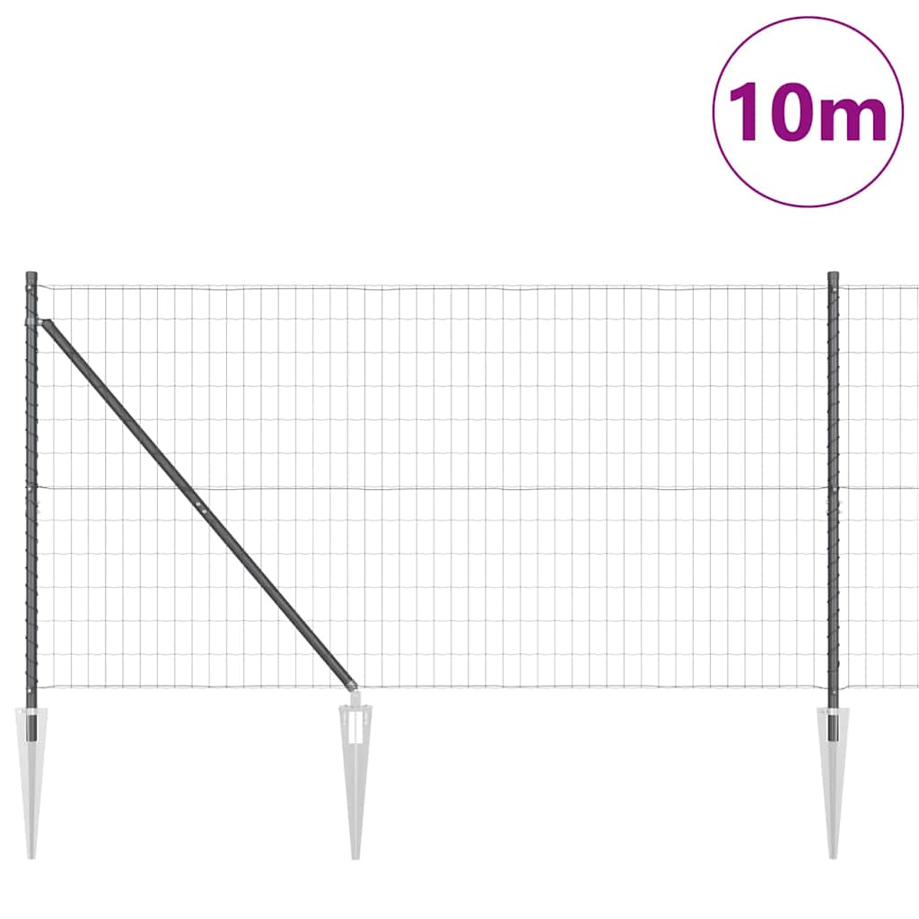 Vidaxl hek met paal grijs 1,2 x 10 m staal en pvc