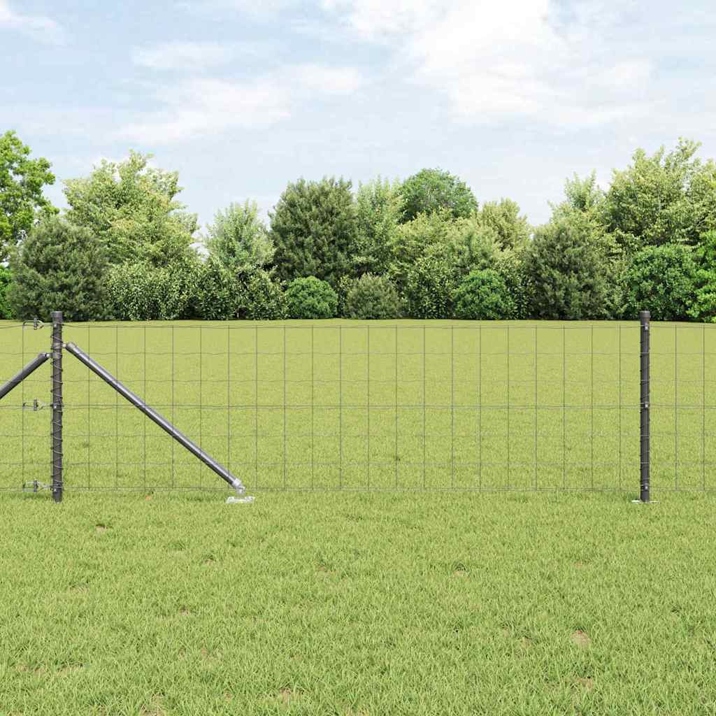 Vidaxl hek met paal grijs 0,4 x 10 m staal en pvc