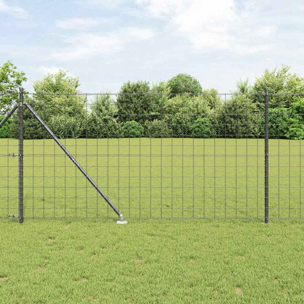 Vidaxl hek met paal grijs 1,4 x 10 m staal en pvc