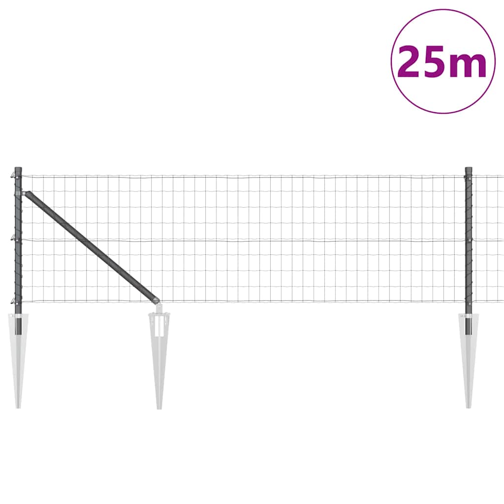Vidaxl hek met paal grijs 0,4 x 25 m staal en pvc