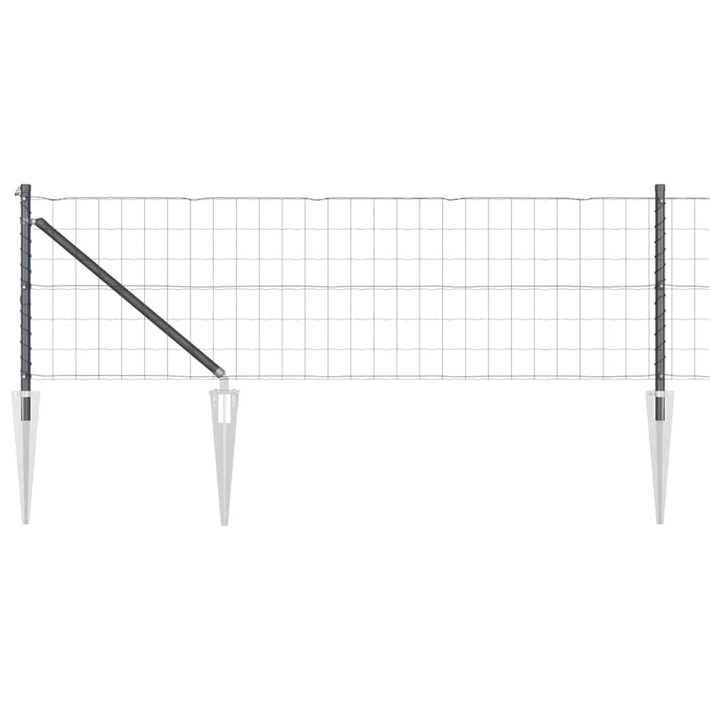Vidaxl hek met paal grijs 0,6 x 25 m staal en pvc