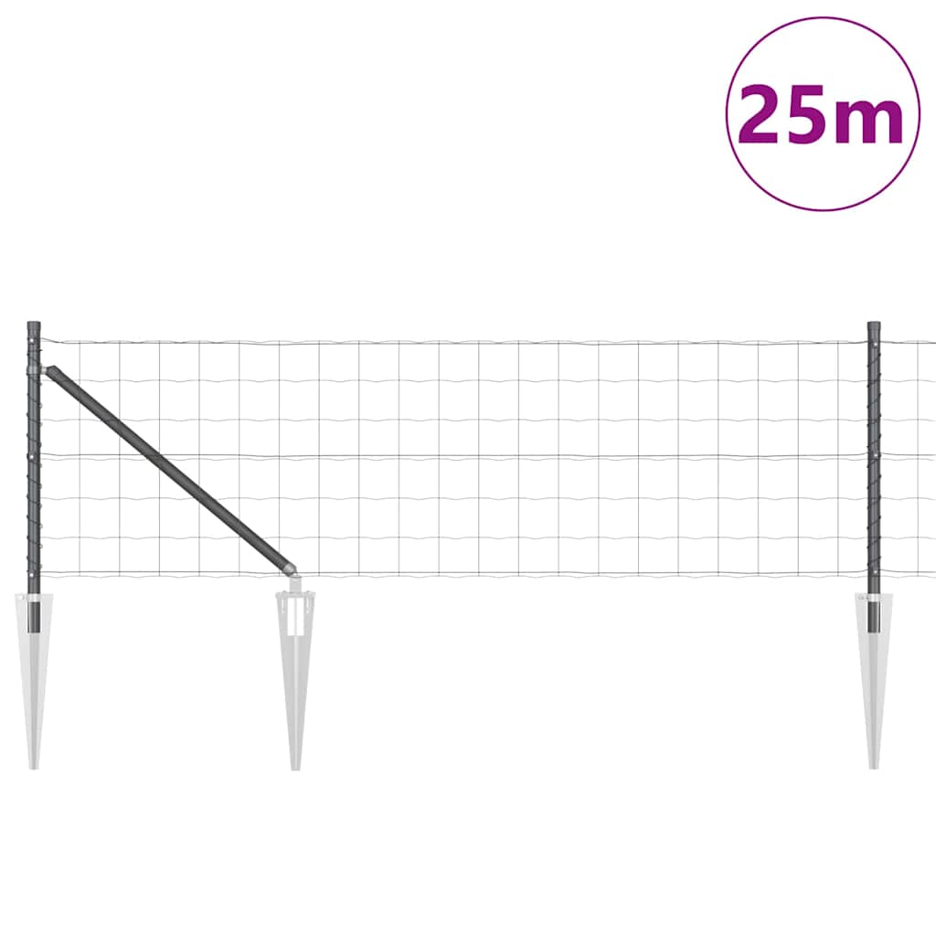 Vidaxl hek met paal grijs 0,6 x 25 m staal en pvc