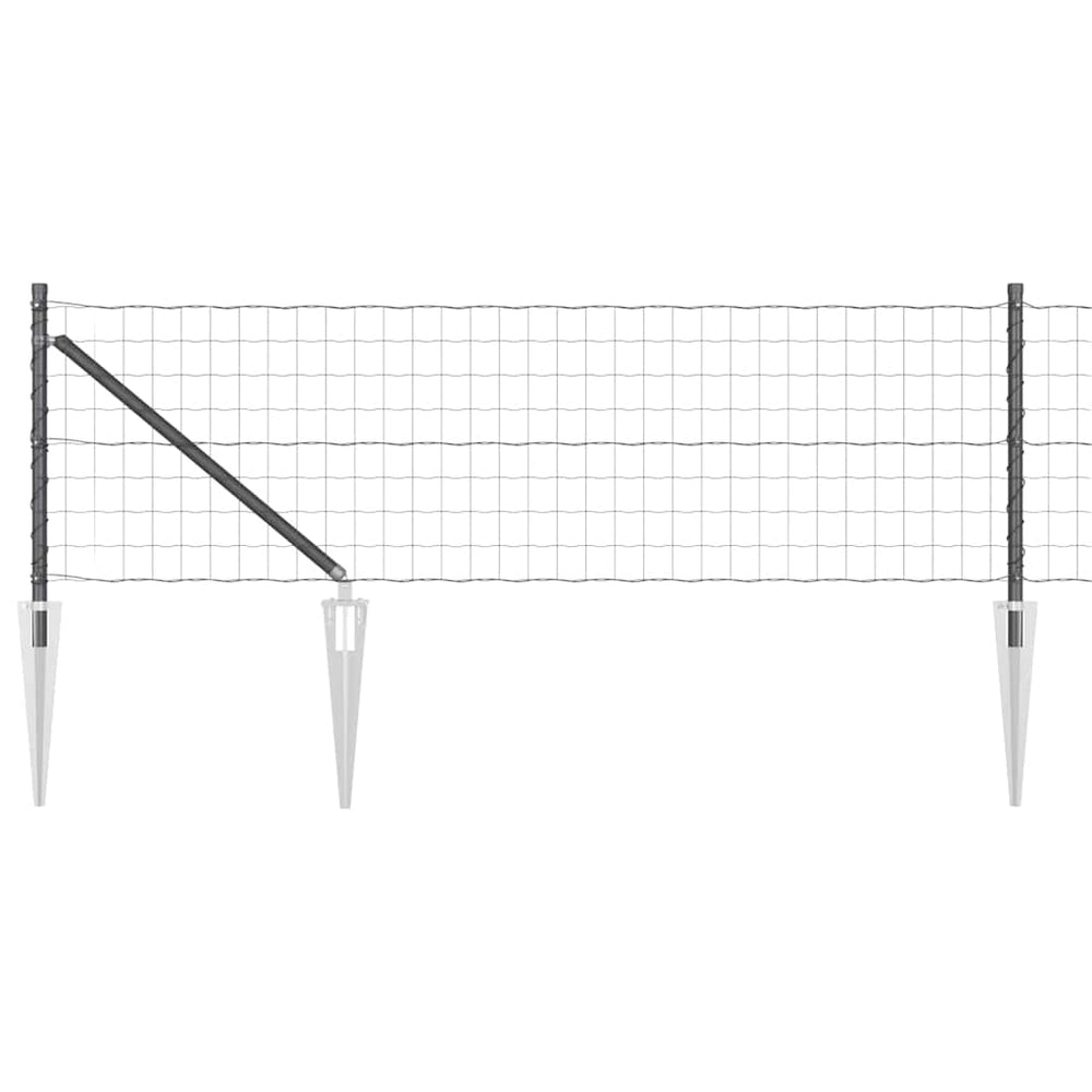 Vidaxl hek met paal grijs 0,8 x 10 m staal