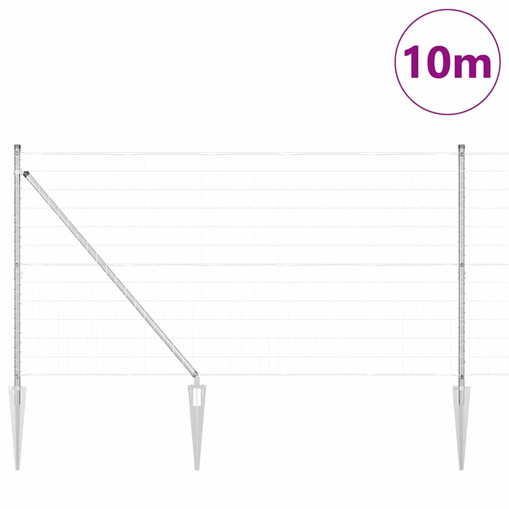 Vidaxl hek met paal zilver 1,4 x 10 m staal