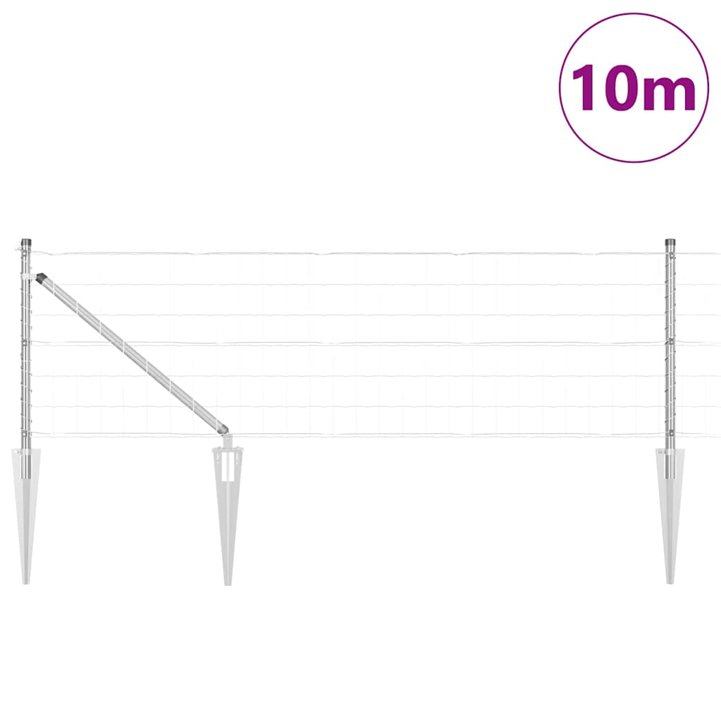 Vidaxl hek met paal zilver 0,6 x 10 m staal