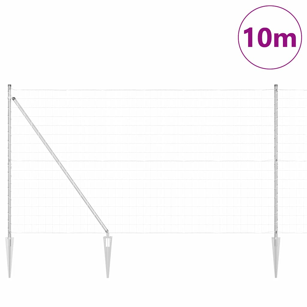 Vidaxl hek met paal zilver 1,6 x 10 m staal