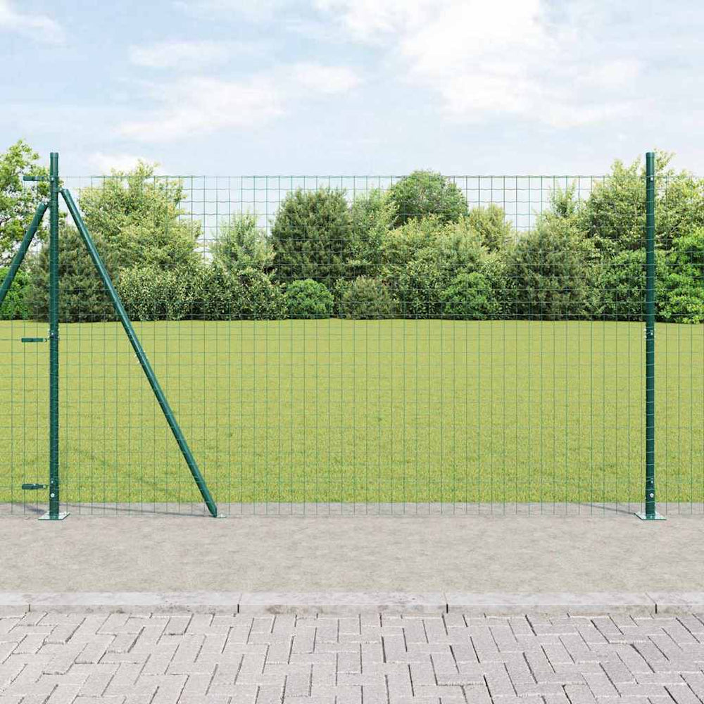 Vidaxl hek met paal groen 1,4 x 10 m staal en pvc