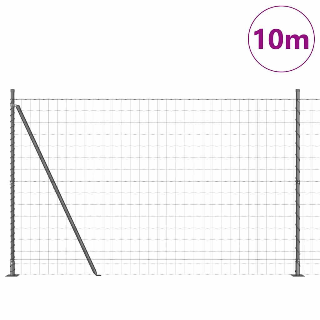 Vidaxl hek met paal grijs 1,6 x 10 m staal en pvc