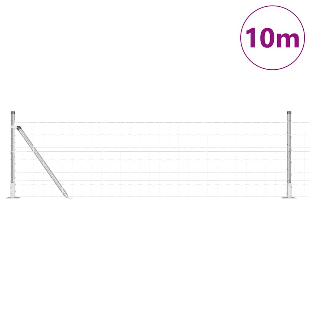 Vidaxl hek met paal zilver 0,6 x 10 m staal