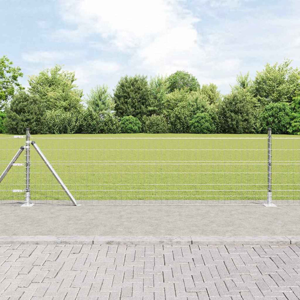 Vidaxl hek met paal zilver 0,6 x 25 m staal