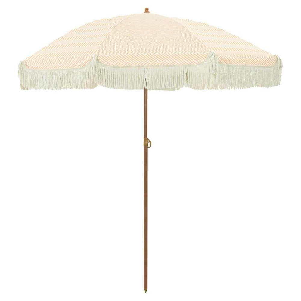 Vidaxl strandparasol geel en wit 160 x 160 x 196 cm polyester en staal