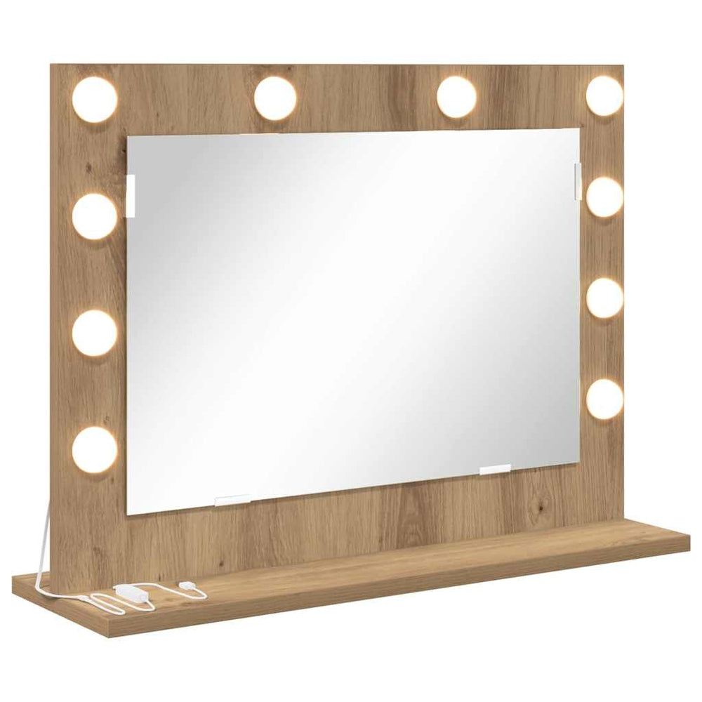 Vidaxl schmink spiegel rechthoekig artisan eiken 60 x 45 x 18 cm
