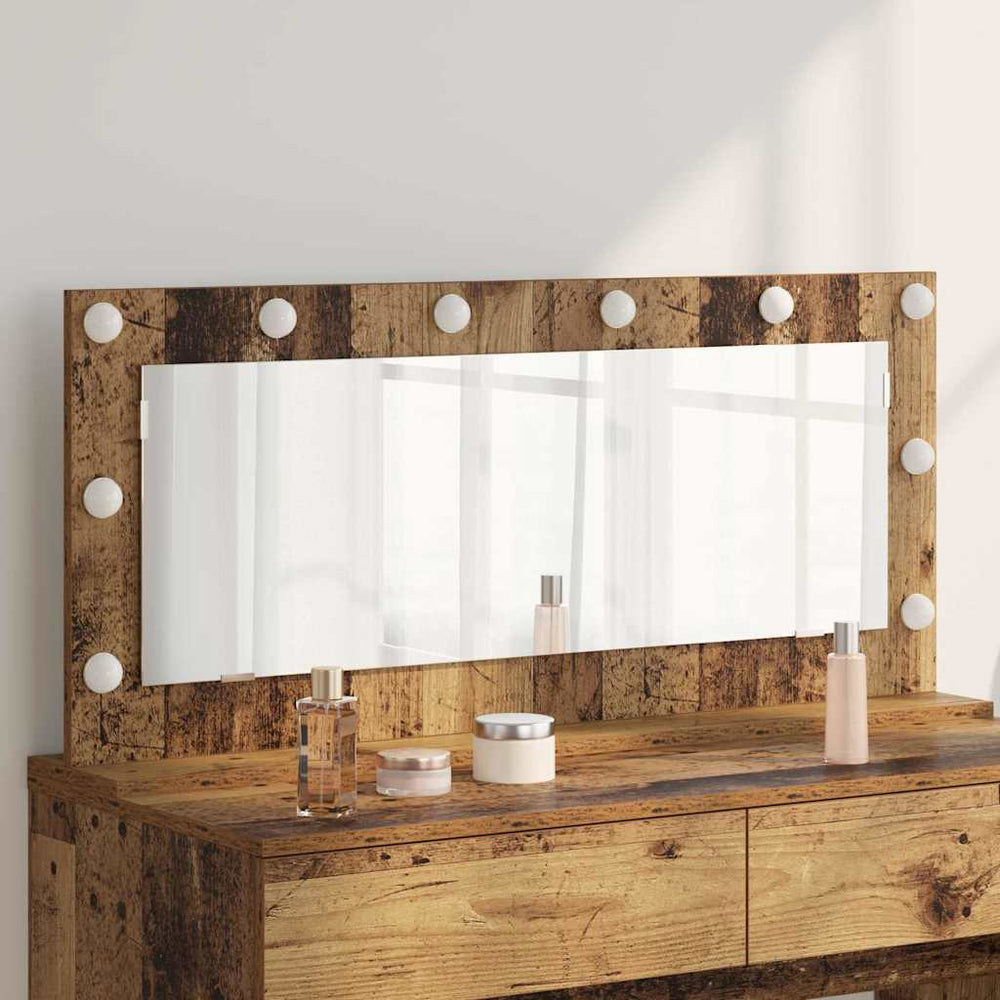 Vidaxl schmink spiegel rechthoekig oudhout 100 x 45 x 18 cm