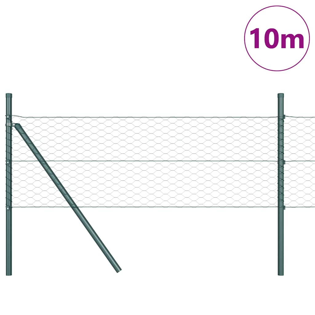Vidaxl afrasteringspaal groen 10 x 0,5 m (36 mm gaas) staal en pvc