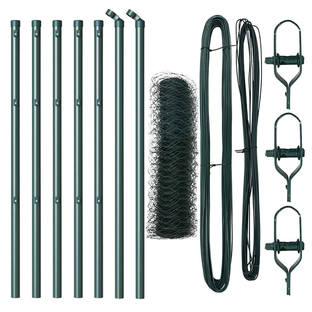 Vidaxl afrasteringspaal groen 10 x 0,6 m (50 mm gaas) staal en pvc
